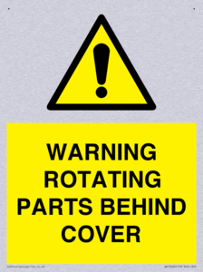 WARNING ROTATING PARTS BEHIND COVER
